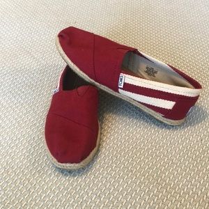 Toms Red & White Espadrille flats